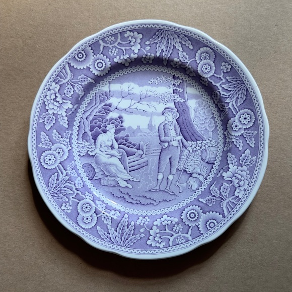 Spode Archive Collection Georgian Lilac Woodman Salad Plate 7.5” Scalloped Edge - Picture 1 of 4